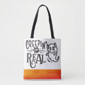 Creepin' is echt met een leuk spookpatroon tote bag (Voorkant)