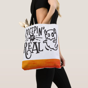 Creepin' is echt met een leuk spookpatroon tote bag