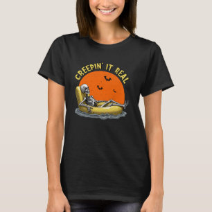 Creepin It Echt Grappig Halloween Skelet Ontspanne T-shirt