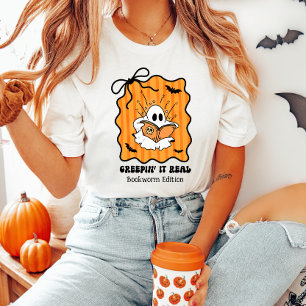Creepin It Echte Boekenwurm Ghost Retro Halloween  T-shirt