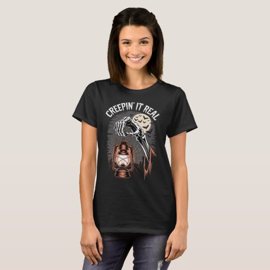 Creepin It Echte Gotische Halloween Lantaarn T-shirt (Voorkant volledig)