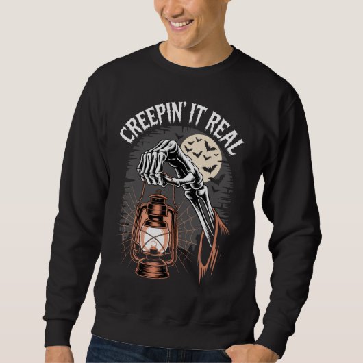 Creepin It Echte Gotische Halloween Lantaarn Trui (Voorkant)