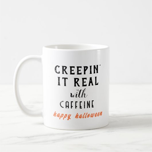 Creepin' It Echte Witte Halloween Koffie Mok (Links)