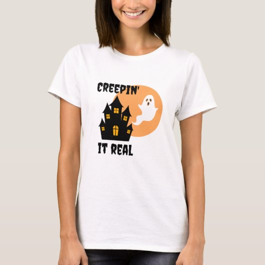 Creepin' it Real Funny Ghost Halloween T-shirt (Voorkant)