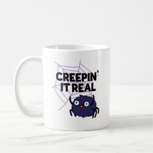 Creepin It Real Funny Halloween Spider Pun Koffiemok