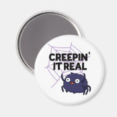 Creepin It Real Funny Halloween Spider Pun Magneet (Voorkant / Achterkant)