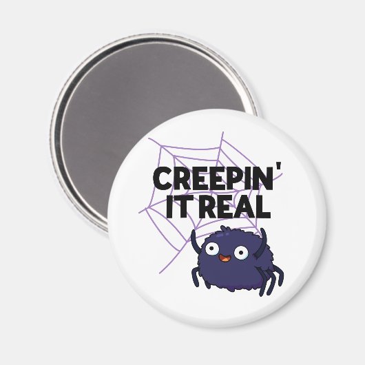 Creepin It Real Funny Halloween Spider Pun Magneet (Voorkant / Achterkant)