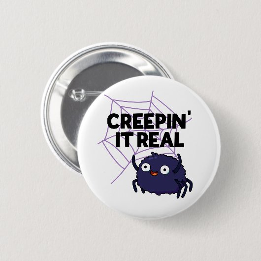 Creepin It Real Funny Halloween Spider Pun Ronde Button 5,7 Cm (Voorkant /achterkant)