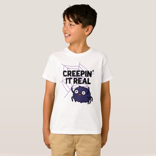 Creepin It Real Funny Halloween Spider Pun T-shirt (Voorkant volledig)