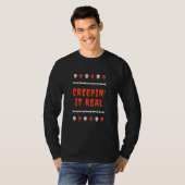 Creepin it Real Halloween Pun Creepy SkeletBon T-shirt (Voorkant volledig)
