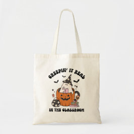 Creepin’ It Real Leraar Retro Halloween Tote Bag