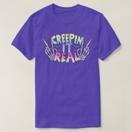 Creepin it Real Pastel Gothic Aesthetisch Skelet H T-shirt (Design voorkant)