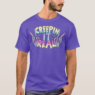 Creepin it Real Pastel Gothic Aesthetisch Skelet H T-shirt