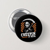 Creepin It Real Retro Grim Reaper Grappig Hallowee Ronde Button 5,7 Cm (Voorkant /achterkant)