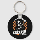 Creepin It Real Retro Grim Reaper Grappig Hallowee Sleutelhanger (Voorkant)