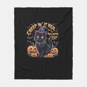 Creepin' It Real_ Schattig Black Cat Halloween T-s Fleece Deken