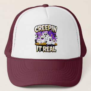 Creepin' It Real   Spooky Halloween Design Fun Trucker Pet