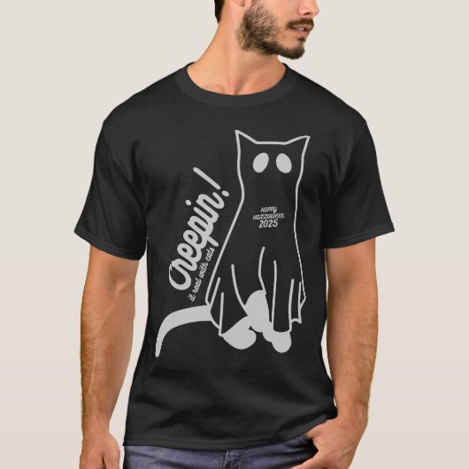 Creepin’ It Real with Cats – Funny Halloween T-shirt (Voorkant)