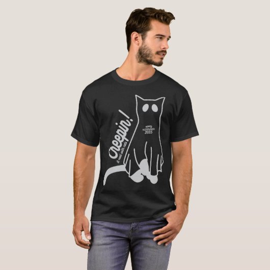 Creepin’ It Real with Cats – Funny Halloween T-shirt (Voorkant volledig)