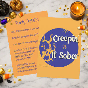 Creepin’ It Sober Nuchtere Halloweenfeest Kaart