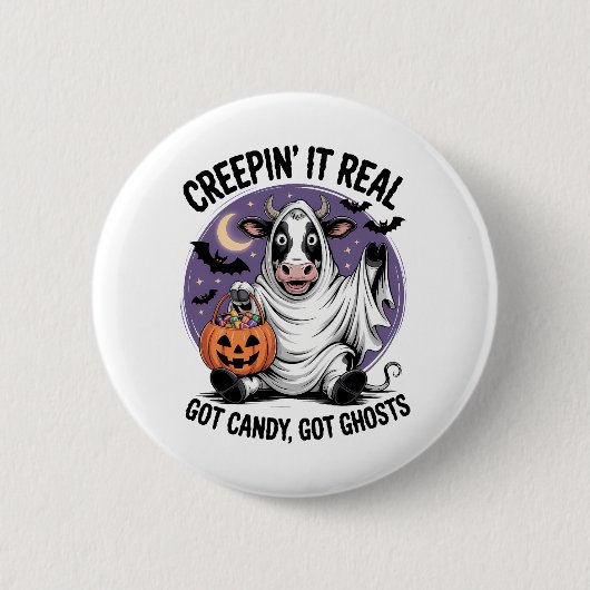 Creepin’ Koe Halloween Ronde Button 5,7 Cm (Voorkant)
