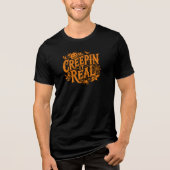 Creeping It Echte Oranje Halloween Retro Tekst Tri-Blend Shirt (Voorkant)