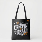 Creeping It Real Halloween Retro Tekst Tote Bag (Voorkant)