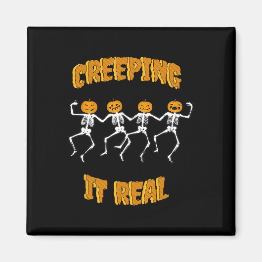 Creeping It Real Skeleton Halloween Jack'o Lantern Magneet (Voorkant)