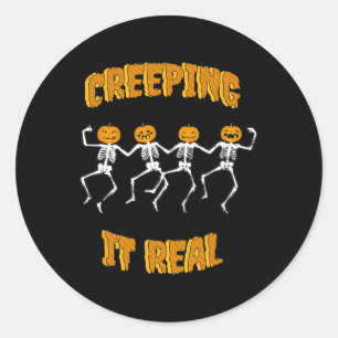 Creeping It Real Skeleton Halloween Jack'o Lantern Ronde Sticker