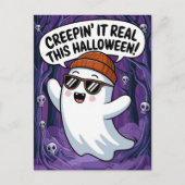 Creepin's it Real Deze grappige Halloween-geest Briefkaart (Voorkant)