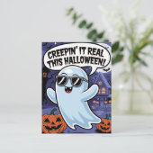 Creepin's it Real Dit grappige Halloween boek Briefkaart (Staand voorkant)