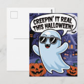 Creepin's it Real Dit grappige Halloween boek Briefkaart (Voorkant / Achterkant)
