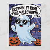 Creepin's it Real Dit grappige Halloween boek Briefkaart (Voorkant)