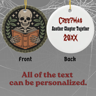 Creepmas Donkere Romantiek Skelet Leest Boek Keramisch Ornament