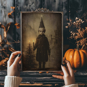 Creepmas Griezelige Victoriase Jongen Gotische Ker Feestdagenkaart