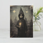 Creepmas Griezige Gotische Vintage Jongen Feestdagenkaart (Staand voorkant)