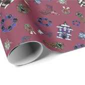 Creepmas met gehakt huis, schedels, worstelen, doo cadeaupapier (Rol Hoek)