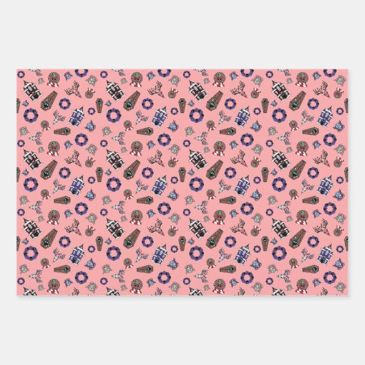 Creepmas met gehakt huis, schedels, worstelen, doo inpakpapier vel (Voorkant 2)