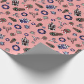 Creepmas Pattern w/ Skulls, Haunted House, Wreaths Cadeaupapier (Hoek)