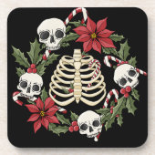 Creepmas Skull en Ribcage Bier Onderzetter (Voorkant)