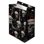 Creepmas Spooky Gothic Skulls Medium Cadeauzakje (Voorkant Gekanteld)