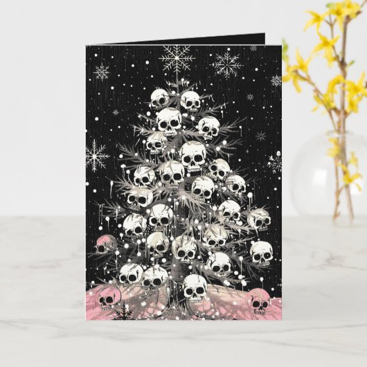 Creepmas Spooky Skulls Gothic Kaart (Gele Bloem)