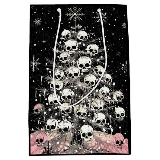 Creepmas Spooky Skulls Gothic Medium Cadeauzakje (Voorkant)