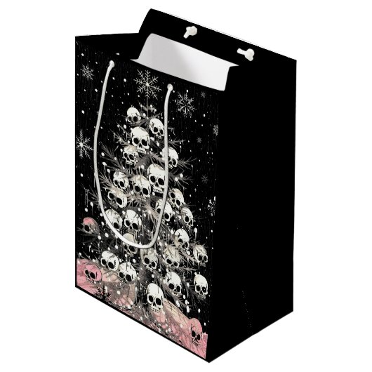 Creepmas Spooky Skulls Gothic Medium Cadeauzakje (Voorkant Gekanteld)