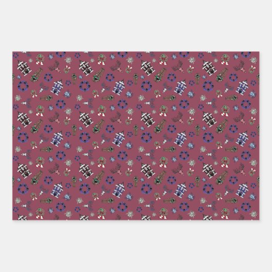 Creepmas w/ Haunted House, Skulls, Wrearies, Coffi Inpakpapier Vel (Voorkant)