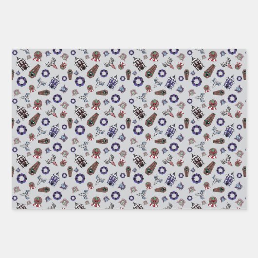 Creepmas w/ Haunted House, Skulls, Wrearies, Coffi Inpakpapier Vel (Voorkant 3)