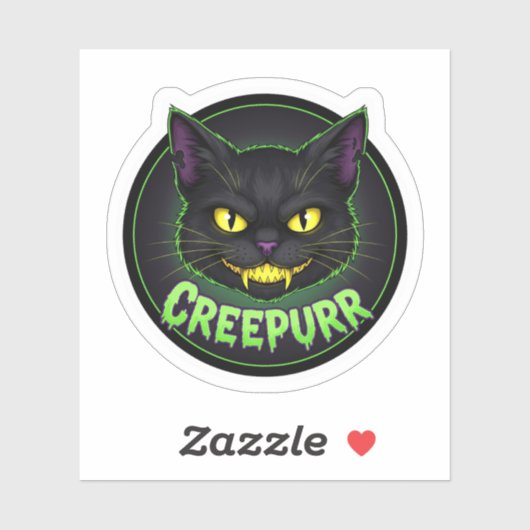 Creepur Cat – Spooky Fang Cat Face Halloween Sticker (Vel)