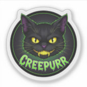 Creepur Cat – Spooky Fang Cat Face Halloween Sticker (Voorkant)