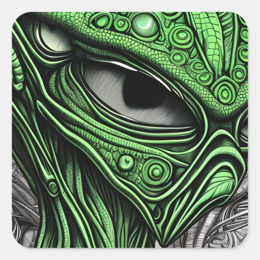 Creepy Abstract Alien Vierkante Sticker (Voorkant)