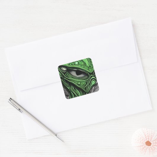 Creepy Abstract Alien Vierkante Sticker (Envelop)